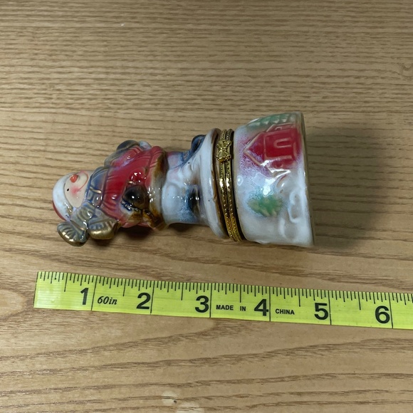 Porcelain Snowman w Song Book Bible Christmas Trinket Ring Box Hinged w Gold - Picture 8 of 8